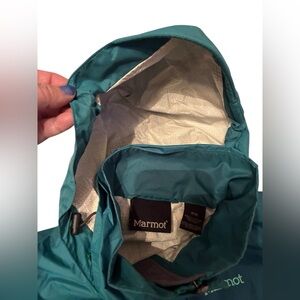 Marmot Women's Dark Teal Hooded Rain Jacket - M